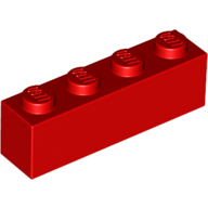 Lego kostka (kostička) 1x4, červená (301021)